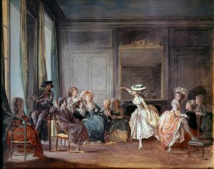 La lección de danza. Gouache de Niclas II Lafrensen