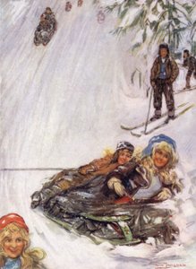 Noruega: Chicas en trineo volcado, Holmencollen de Nico Jungman