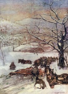 Noruega: Quitanieves tirado por ocho o diez caballos