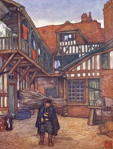 An Ancient Inn Yard (litografía en color) de Nico Jungmann