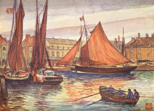 El muelle, Dieppe (litografía en color) de Nico Jungmann