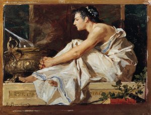 Estudio para geografía, de Nicolo Barabino (1832-1891), óleo sobre tabla