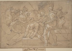 Escena histórica, estudio de composición para la Capilla de Guise, siglo XVI de Nicolò dell