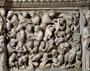 Arte gótico: Juicio final, Condenados en el infierno (detalle) de Nicola Pisano