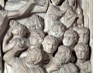 La Crucifixión Detalle Cátedra realizada por Nicola Pisano (1215/20-1278/84) (Púlpito de mármol) 1260 de Nicola Pisano