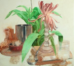 Gato con ratón, 2011 (óleo sobre lienzo) de Nicola Pucci