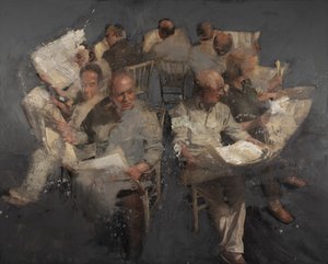 Lectura diaria, 2021 (óleo sobre lienzo) de Nicola Pucci