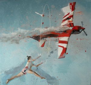Plano de hula-hoop, 2022 (óleo sobre lienzo) de Nicola Pucci