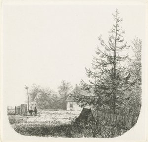 Paisaje arbolado con nido de cigüeña de Nicolaas Johannes Roosenboom