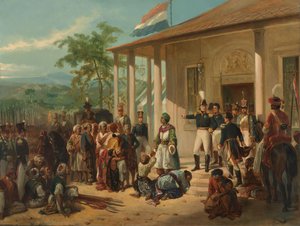 El arresto de Diepo Negoro por el Teniente General Barón De Kock
La detención de Diponegoro por el teniente general De Kock de Nicolaas Pieneman