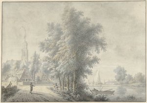 Vista de un pueblo con torre de iglesia