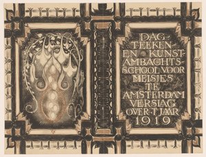 Diseño de encuadernación para: Informe de la Escuela de Dibujo Diurno y Artesanía Artística para Niñas de Ámsterdam correspondiente al año 1919