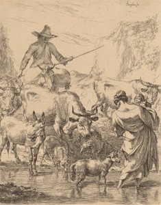 Rebaño cruzando el arroyo de Nicolaes Berchem