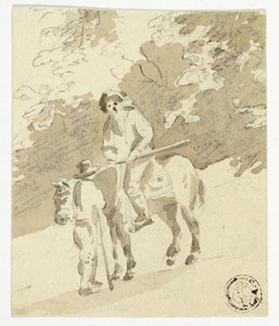 Hombre a caballo hablando con hombre a pie
