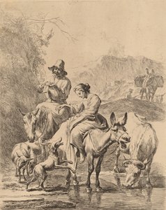 Pastora en un Burro