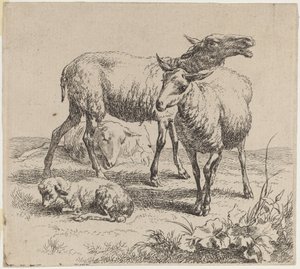 Tres ovejas y un cordero de Nicolaes Berchem