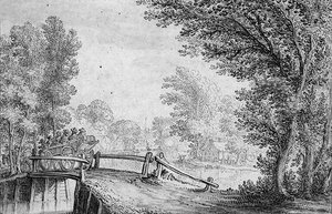 Paisaje con un Carro Cruzando un Puente de Nicolaes Jansz  Visscher