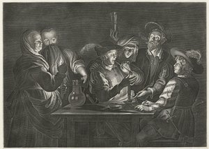 Hombres fumando y bebiendo en una posada de Nicolaes Lauwers