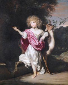 ""Retrato de una niña con un ciervo"" Pintura de Nicolaes Maes (1634-1693) de Nicolaes Maes