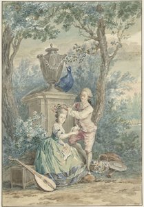 Elegante pareja en un parque de Nicolaes Muys