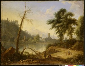 Paisaje italiano con arriero de Nicolaes Piemont