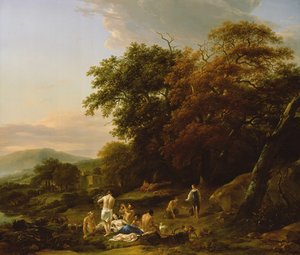 Diana la Cazadora Sorprendiendo una Fiesta Bacanal de Nicolaes Pietersz. Berchem