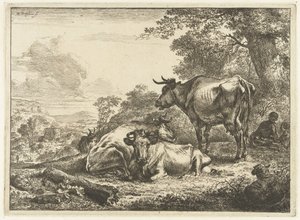 Tres vacas descansando de Nicolaes Pietersz Berchem