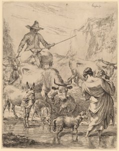 Rebaño cruzando el arroyo de Nicolaes Pietersz Berchem