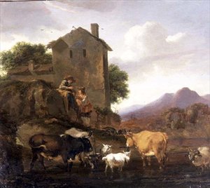 Pastores con ganado y cabras de Nicolaes Pietersz. Berchem