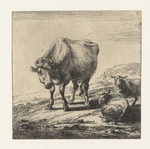 Vaca y dos ovejas Vacas (título de la serie) de Nicolaes Pietersz Berchem