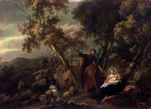 Descanso en la Huida a Egipto, siglo XVII