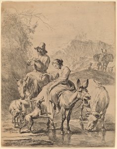 Pastora en un Burro