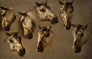 Bocetos de cabezas de caballos