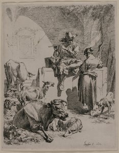El pastor tocando la flauta, 1652 de Nicolaes Pietersz. Berchem