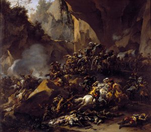 Viajeros atacados por ladrones de Nicolaes Pietersz Berchem