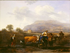Campesinos viajando (Le Soir) de Nicolaes Pietersz. Berchem