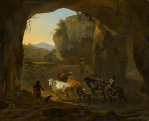 Pastores en una gruta de Nicolaes Pietersz. Berchem