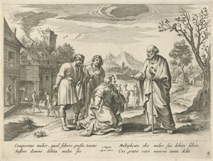 Elisa ayuda a una viuda pobre Historia de Elisa (título de la serie) de Nicolaes Ryckmans