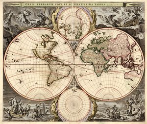 Orbis terrarum nova et accuratissima tabula, ca 1690 de Nicolaes Visscher