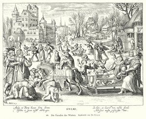 Las alegrías del invierno (grabado en cobre) de Nicolaes de (after) Bruyn