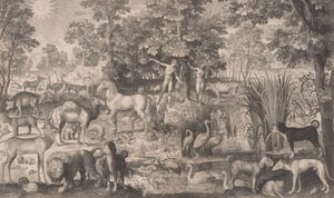 Adán y Eva en el Paraíso, 1631 de Nicolaes de Bruyn