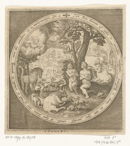 Adán y Eva en el Paraíso Desde la creación hasta la expulsión del paraíso (título de la serie) de Nicolaes de Bruyn