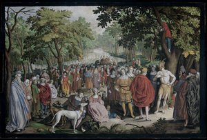 La predicación de Juan el Bautista a orillas del río Jordán de Nicolaes de Bruyn