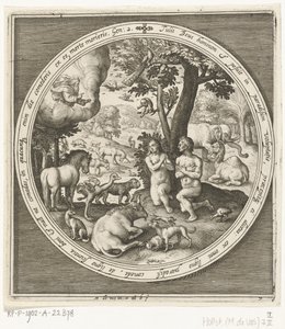 El Séptimo Día de la Creación: Adán y Eva en el Paraíso Desde la creación hasta la expulsión del paraíso (título de la serie) de Nicolaes de Bruyn