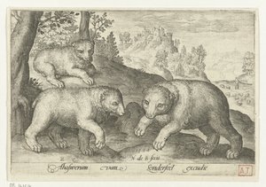 tres osos Animalivm qvadrvpedvm (título de la serie) Animales en paisajes (título de la serie) de Nicolaes de Bruyn