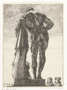 Hércules Farnesio Hercules Victor (título sobre objeto) Tres estatuas antiguas en Roma después de Goltzius (título de la serie) de Nicolaes de Bruyn