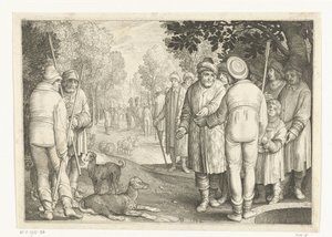 José es vendido por sus hermanos a mercaderes en el pozo Historia de José (título de la serie) de Nicolaes de Bruyn