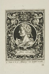 Julio César, lámina tres de Los Nueve Dignos de Nicolaes de Bruyn