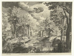 Paisaje con Agar e Ismael de Nicolaes de Bruyn