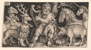 Orfeo de Quimeras combatientes y escenas de las fábulas de Esopo de Nicolaes de Bruyn